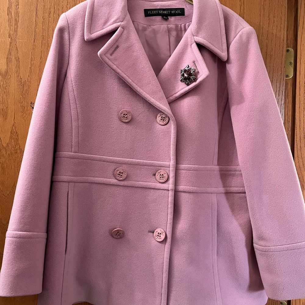 Fleet Street (Made in the Ukraine) Women's Cute Pink Pea Coat sz XL